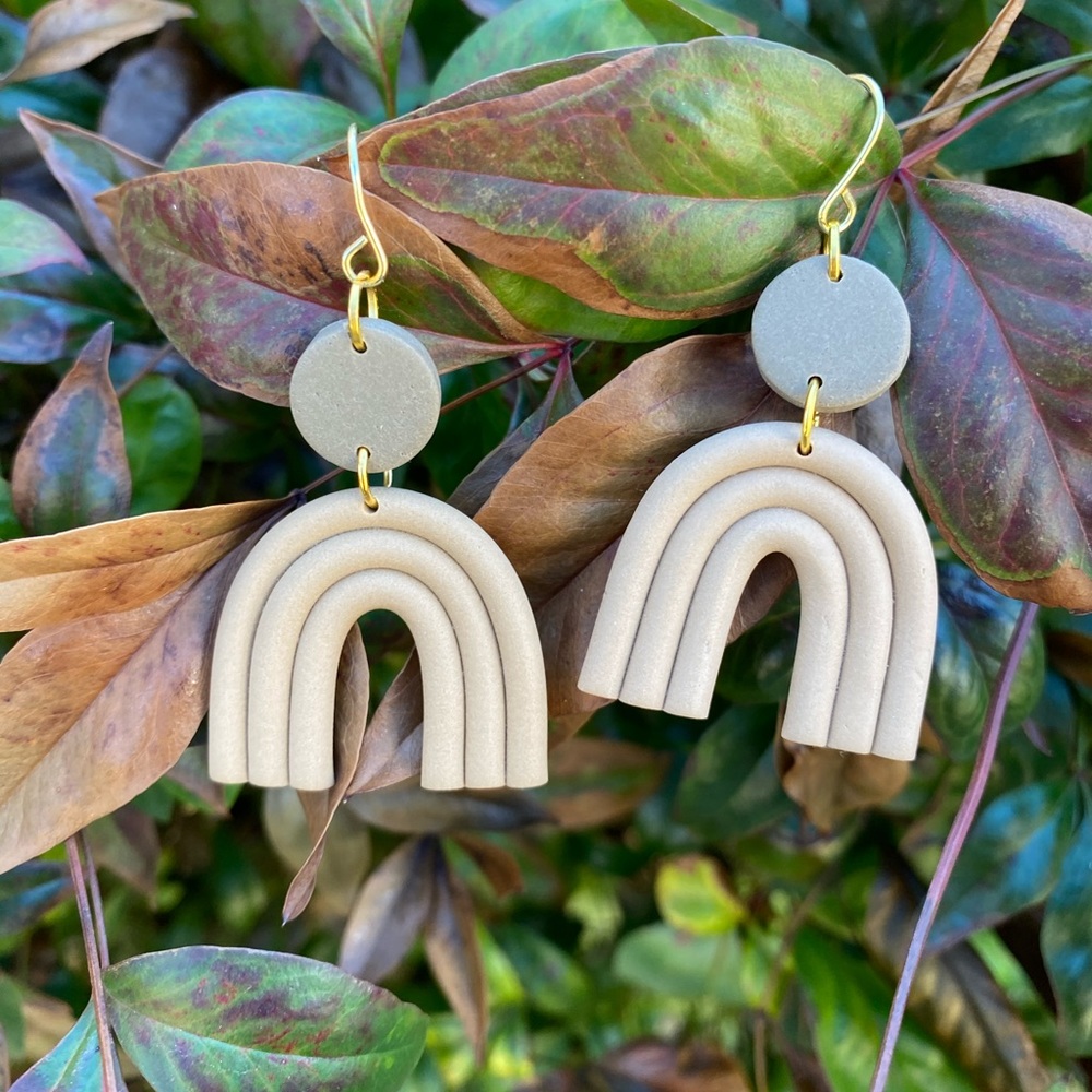 Neutral Arch Clay Earrings, Minimalist Earrings